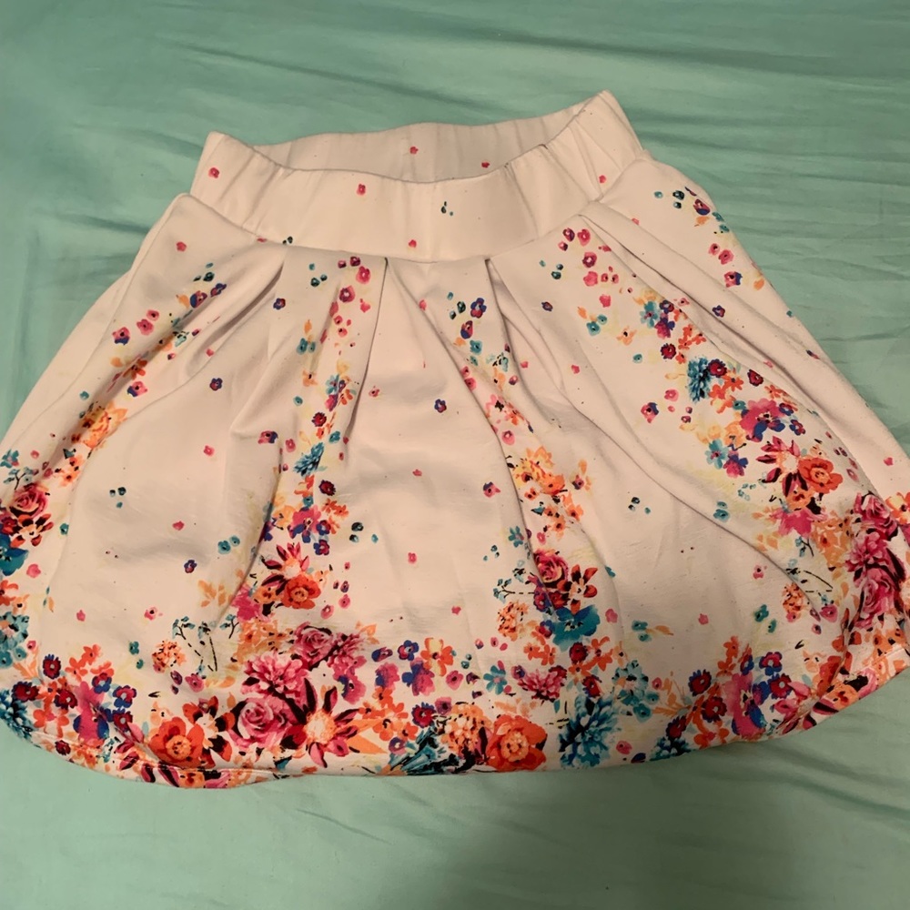 White skirt with flower pattern